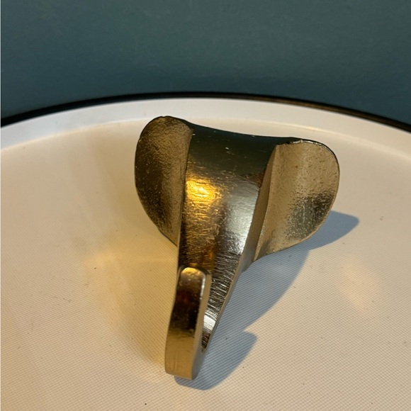 GOLD ELEPHANT wall hook chunky minimalist textured metallic decor Trunk Up - Picture 2 of 7